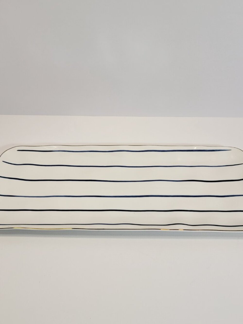 Lenox Blue Bay Stripe‎ Porcelain Hors D'oeuvre Tray - 14"